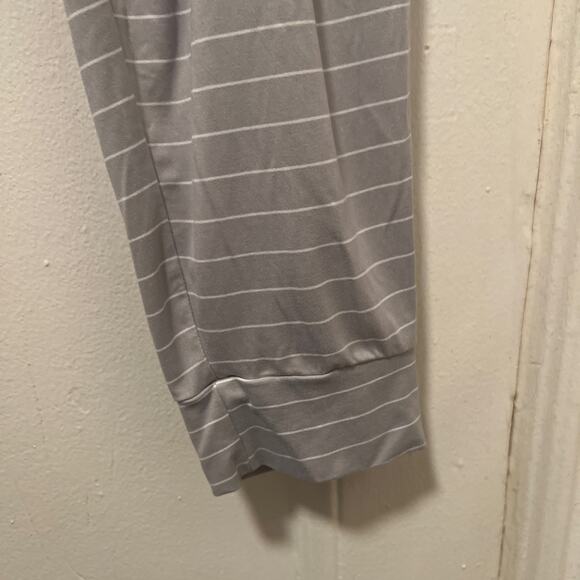 Women's Tahari Relaxed Fit Gray Striped Drawstring Jogger Pijama Pants Size L - Picture 4 of 6
